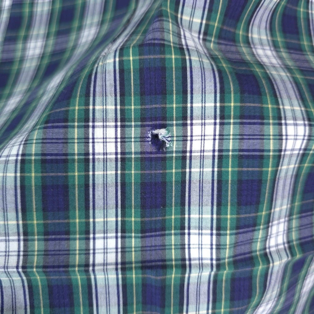 IZOD Button Down Shirt Mens 3XL Green Blue Plaid Long Sleeve Classic Fit